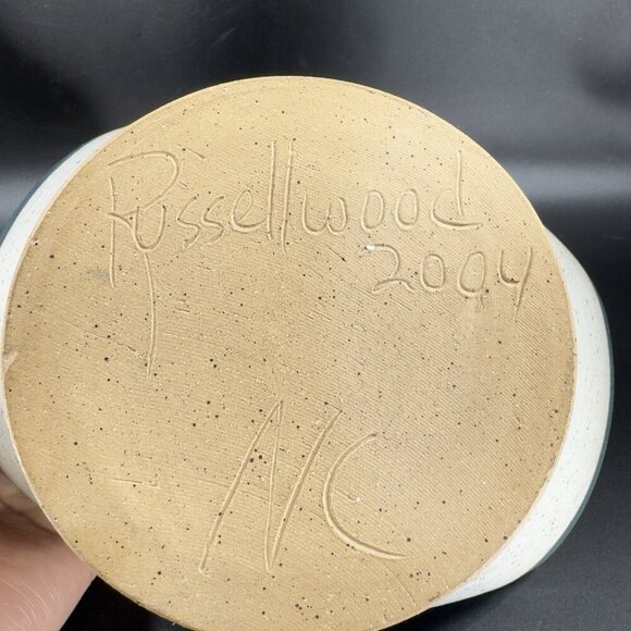 2004 North Carolina RUSSELLWOOD Pottery Hand Made Basket Dish Bowl Signed VTG - Picture 5 of 14